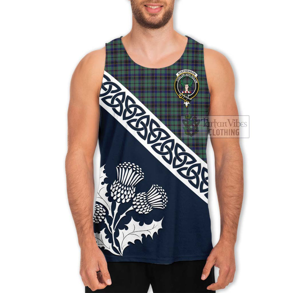 Stephenson (Stevenson) Tartan Men's Tank Top Featuring Thistle and Scotland Map Men - Tartan Vibes Clothing