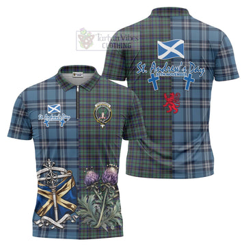 Stephenson (Stevenson) Tartan Zipper Polo Shirt Happy St. Andrew's Day Half Tartan Style Unisex - Tartan Vibes Clothing