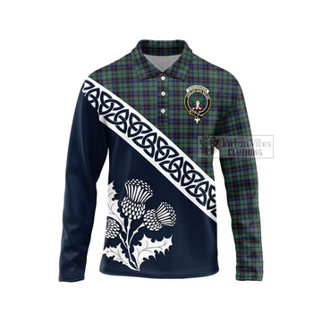 Stephenson (Stevenson) Tartan Long Sleeve Polo Shirt Featuring Thistle and Scotland Map Unisex - Tartan Vibes Clothing