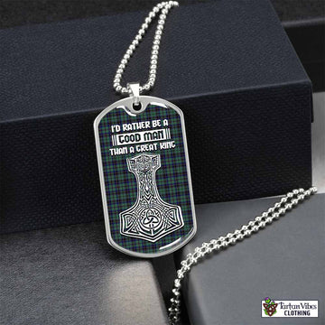 Tartan Vibes Clothing Stephenson (Stevenson) Tartan Dog Tag Necklace Viking Mjolnir Style