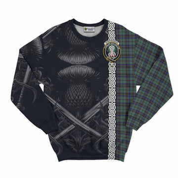 Stephenson (Stevenson) Tartan Sweatshirt with Family Crest Cross Sword Thistle Celtic Vibes Unisex - Tartan Vibes Clothing