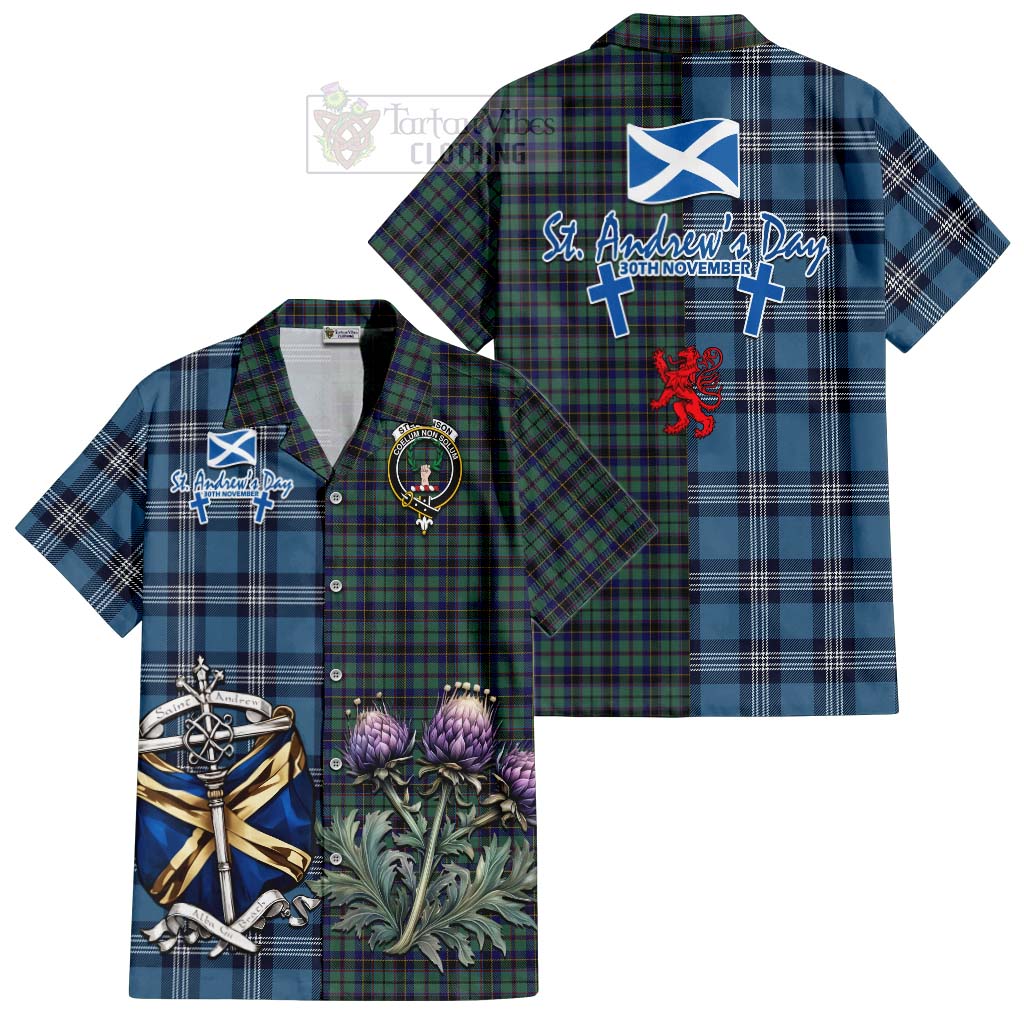 Stephenson (Stevenson) Tartan Hawaiian Shirt Happy St. Andrew's Day Half Tartan Style Kid - Tartan Vibes Clothing