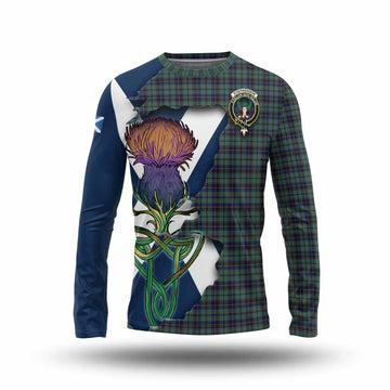 Tartan Vibes Clothing Stephenson (Stevenson) Tartan Family Crest Long Sleeve T-Shirt Scottish Thistle Celtic Inspired