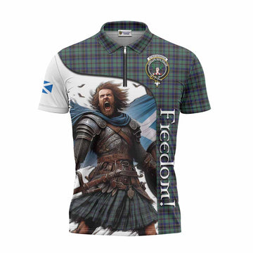 Stephenson (Stevenson) Crest Tartan Zipper Polo Shirt Inspired by the Freedom of Scottish Warrior Unisex - Tartan Vibes Clothing