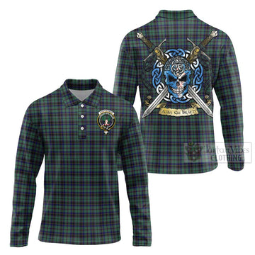 Stephenson (Stevenson) Tartan Long Sleeve Polo Shirt with Family Crest Celtic Skull Style Unisex - Tartan Vibes Clothing
