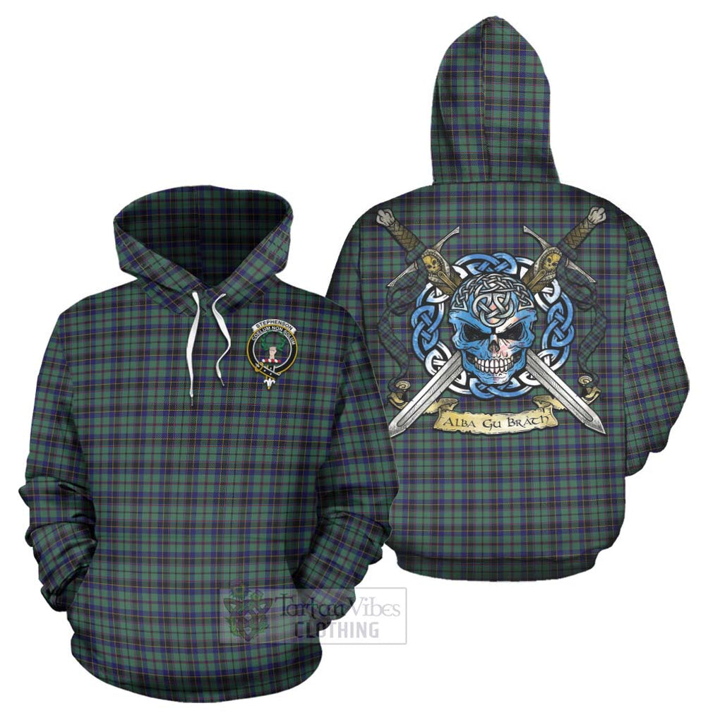 Stephenson (Stevenson) Tartan Hoodie with Family Crest Celtic Skull Style Zip Hoodie - Tartan Vibes Clothing