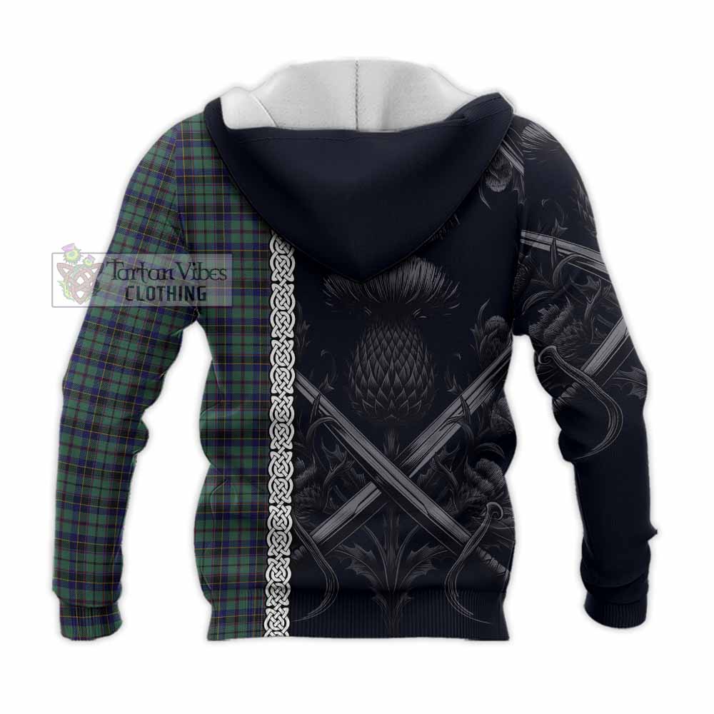 Stephenson (Stevenson) Tartan Knitted Hoodie with Family Crest Cross Sword Thistle Celtic Vibes - Tartan Vibes Clothing