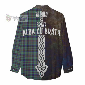 Stephenson (Stevenson) Tartan Family Crest Women's Casual Shirt Alba Gu Brath Be Brave Lion Ancient Style - Tartan Vibes Clothing