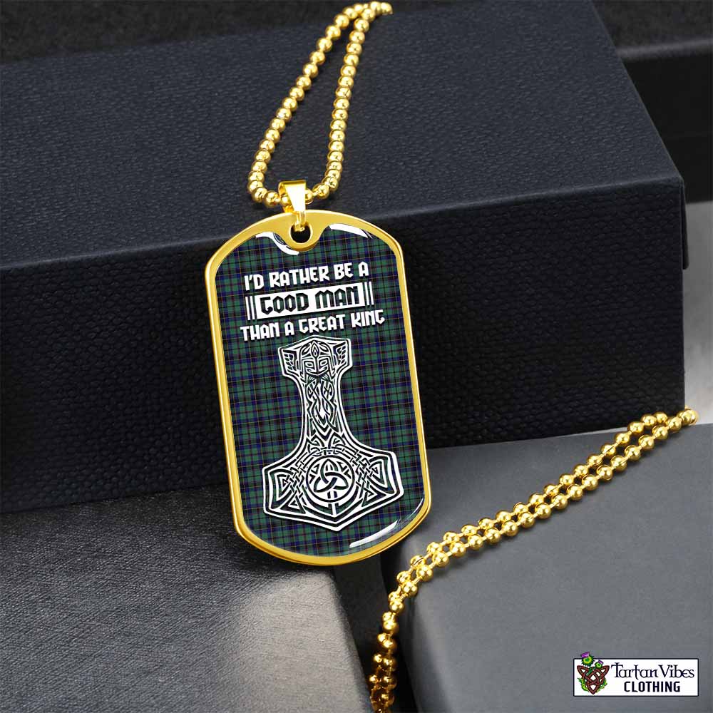 Stephenson (Stevenson) Tartan Dog Tag Necklace Viking Mjolnir Style Gold No - Tartan Vibes Clothing