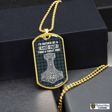 Tartan Vibes Clothing Stephenson (Stevenson) Tartan Dog Tag Necklace Viking Mjolnir Style