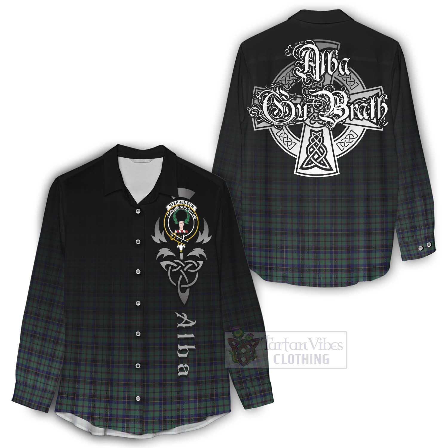 Stephenson (Stevenson) Tartan Women's Casual Shirt Featuring Alba Gu Brath Family Crest Celtic Inspired - Tartan Vibes Clothing