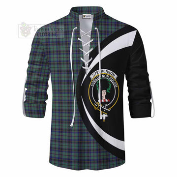 Stephenson (Stevenson) Tartan Ghillie Kilt Shirt with Family Crest Circle Style - Tartan Vibes Clothing
