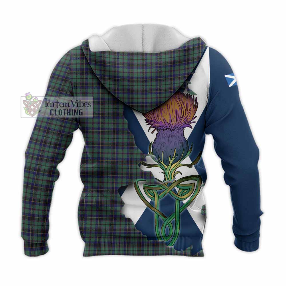 Tartan Vibes Clothing Stephenson (Stevenson) Tartan Family Crest Knitted Hoodie Scottish Thistle Celtic Inspired