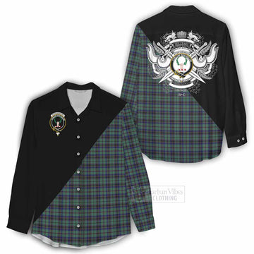 Stephenson (Stevenson) Tartan Women's Casual Shirt with Family Crest and Military Logo Style - Tartan Vibes Clothing