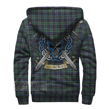 Stephenson (Stevenson) Tartan Sherpa Hoodie with Family Crest Celtic Skull Style - Tartan Vibes Clothing