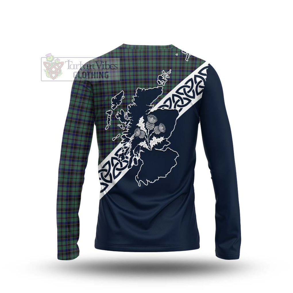 Stephenson (Stevenson) Tartan Long Sleeve T-Shirt Featuring Thistle and Scotland Map - Tartan Vibes Clothing