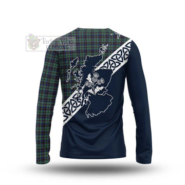 Stephenson (Stevenson) Tartan Long Sleeve T-Shirt Featuring Thistle and Scotland Map - Tartan Vibes Clothing