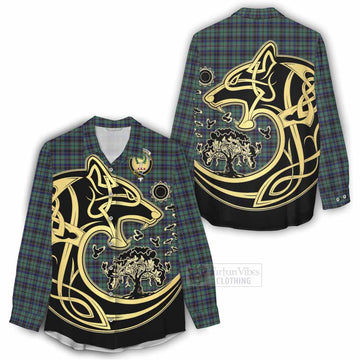 Stephenson (Stevenson) Tartan Women's Casual Shirt with Family Crest Celtic Wolf Style - Tartan Vibes Clothing