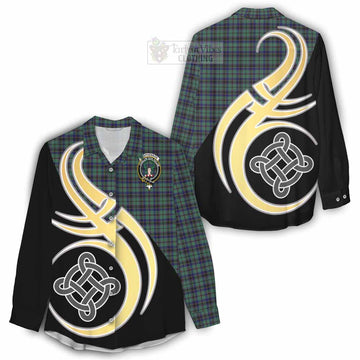 Stephenson (Stevenson) Tartan Women's Casual Shirt with Family Crest and Celtic Symbol Style - Tartan Vibes Clothing