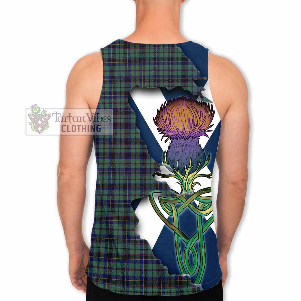Tartan Vibes Clothing Stephenson (Stevenson) Tartan Family Crest Men's Tank Top Scottish Thistle Celtic Inspired
