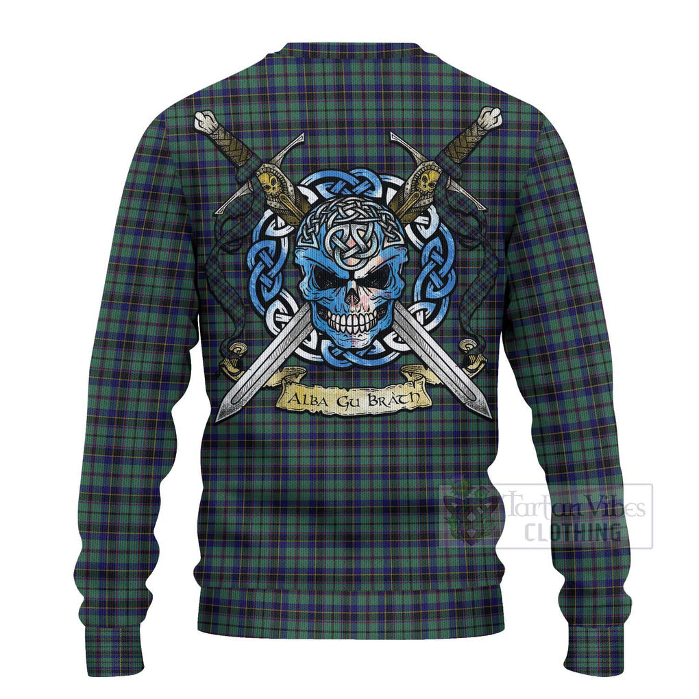 Stephenson (Stevenson) Tartan Ugly Sweater with Family Crest Celtic Skull Style - Tartan Vibes Clothing