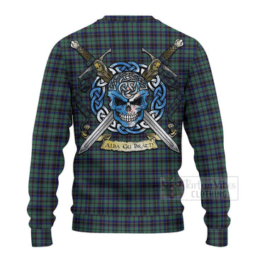 Stephenson (Stevenson) Tartan Ugly Sweater with Family Crest Celtic Skull Style - Tartan Vibes Clothing