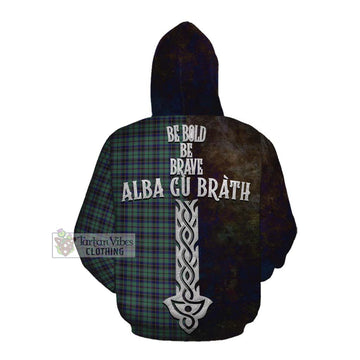 Tartan Vibes Clothing Stephenson (Stevenson) Tartan Family Crest Cotton Hoodie Alba Gu Brath Be Brave Lion Ancient Style
