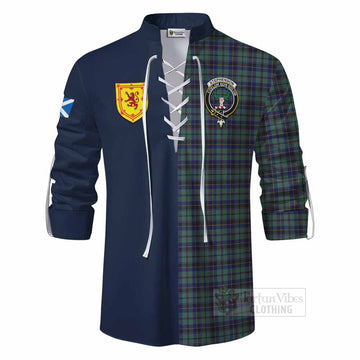 Stephenson (Stevenson) Tartan Ghillie Kilt Shirt Alba with Scottish Lion Royal Arm Half Style - Tartan Vibes Clothing