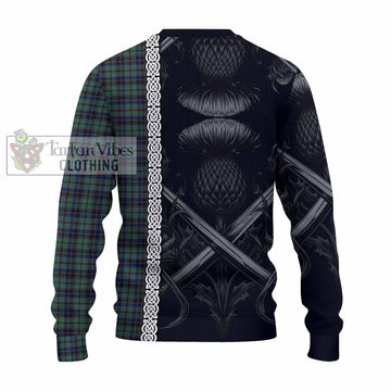 Stephenson (Stevenson) Tartan Knitted Sweater with Family Crest Cross Sword Thistle Celtic Vibes - Tartan Vibes Clothing
