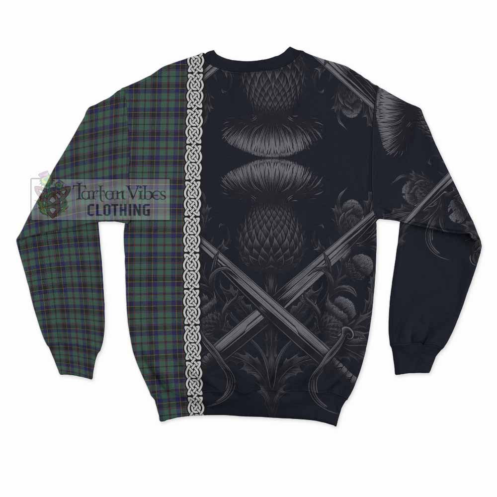 Stephenson (Stevenson) Tartan Sweatshirt with Family Crest Cross Sword Thistle Celtic Vibes - Tartan Vibes Clothing