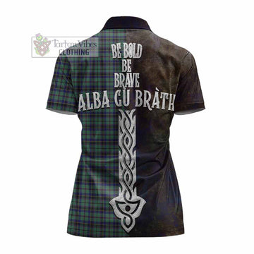 Stephenson (Stevenson) Tartan Family Crest Women's Polo Shirt Alba Gu Brath Be Brave Lion Ancient Style - Tartan Vibes Clothing