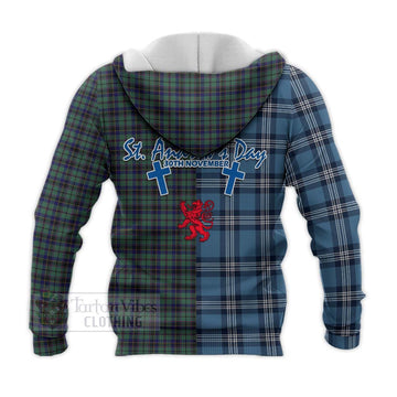 Stephenson (Stevenson) Tartan Knitted Hoodie Happy St. Andrew's Day Half Tartan Style - Tartan Vibes Clothing