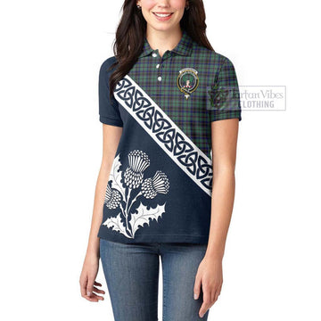 Stephenson (Stevenson) Tartan Women's Polo Shirt Featuring Thistle and Scotland Map - Tartanvibesclothing Store