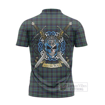 Stephenson (Stevenson) Tartan Zipper Polo Shirt with Family Crest Celtic Skull Style - Tartan Vibes Clothing