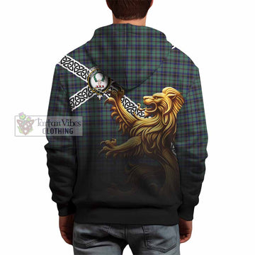 Tartan Vibes Clothing Stephenson (Stevenson) Crest Tartan Hoodie with Golden Lion Emblem Celtic Style