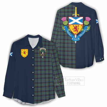 Stephenson (Stevenson) Tartan Women's Casual Shirt Alba with Scottish Lion Royal Arm Half Style - Tartan Vibes Clothing
