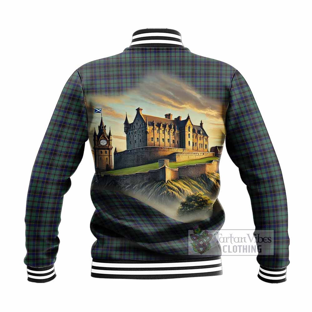 Stephenson (Stevenson) Tartan Family Crest Baseball Jacket with Scottish Ancient Castle Style - Tartan Vibes Clothing