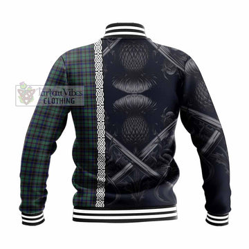 Stephenson (Stevenson) Tartan Baseball Jacket with Family Crest Cross Sword Thistle Celtic Vibes - Tartan Vibes Clothing