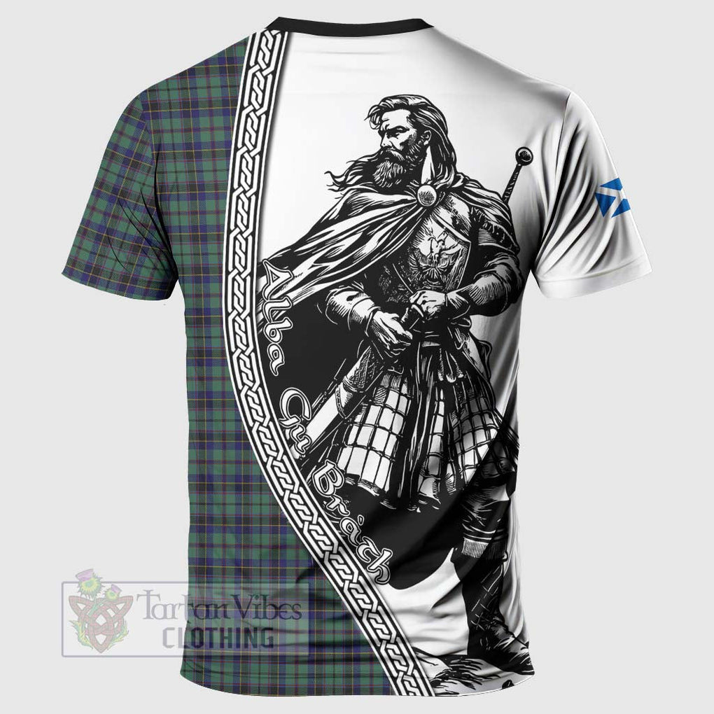 Stephenson (Stevenson) Tartan Clan Crest T-Shirt with Highlander Warrior Celtic Style - Tartan Vibes Clothing