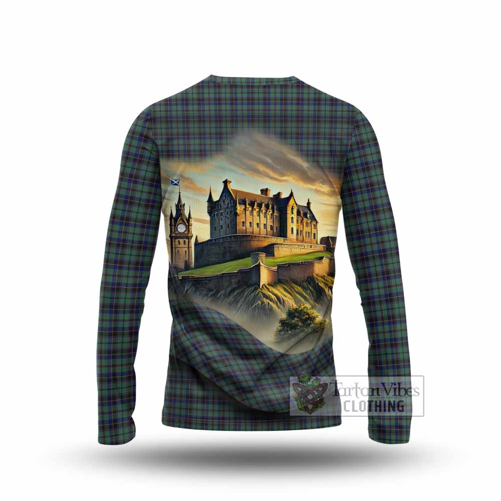 Stephenson (Stevenson) Tartan Family Crest Long Sleeve T-Shirt with Scottish Ancient Castle Style - Tartan Vibes Clothing