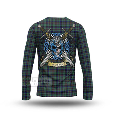 Stephenson (Stevenson) Tartan Long Sleeve T-Shirt with Family Crest Celtic Skull Style - Tartan Vibes Clothing