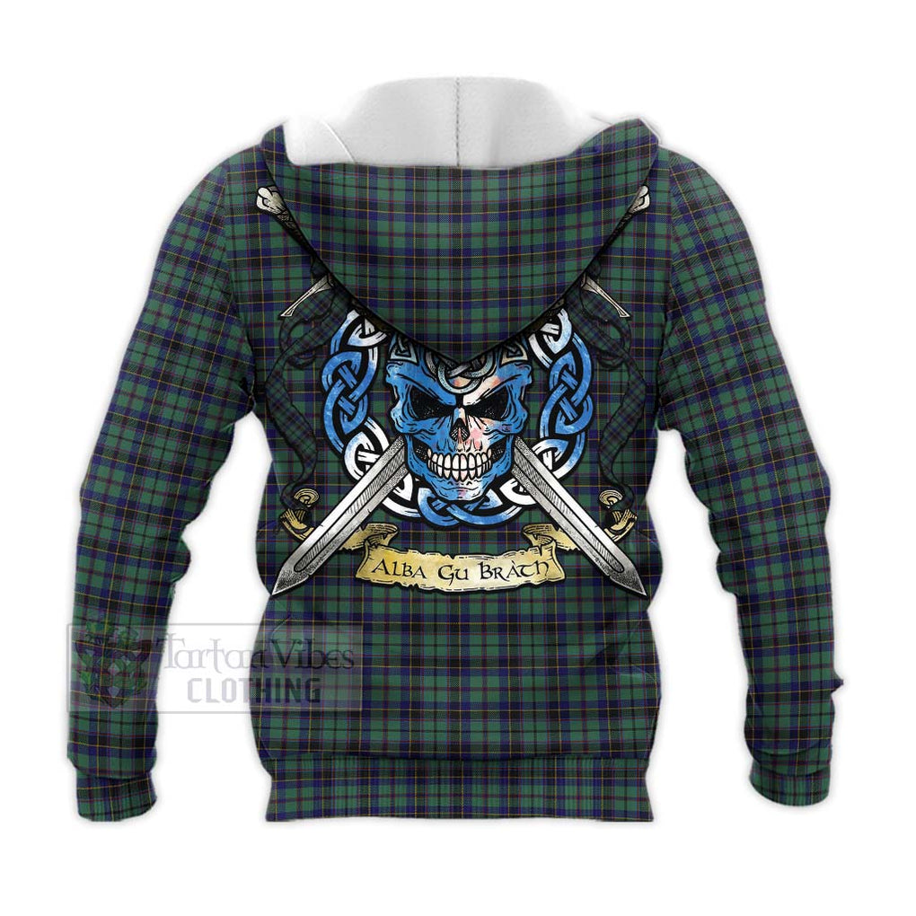 Stephenson (Stevenson) Tartan Knitted Hoodie with Family Crest Celtic Skull Style - Tartan Vibes Clothing