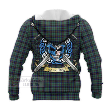Stephenson (Stevenson) Tartan Knitted Hoodie with Family Crest Celtic Skull Style - Tartan Vibes Clothing