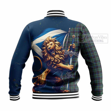 Stephenson (Stevenson) Tartan Family Crest Baseball Jacket with Scottish Majestic Lion - Tartan Vibes Clothing