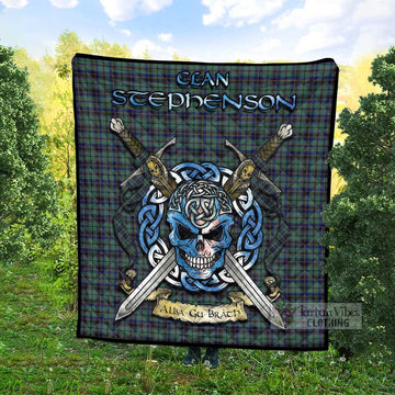 Stephenson (Stevenson) Tartan Quilt with Celtic Skull Alba Gu Brath Style - Tartan Vibes Clothing