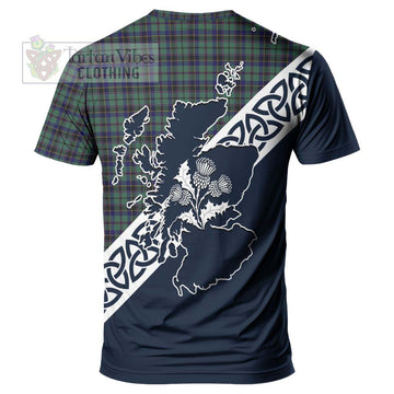 Stephenson (Stevenson) Tartan T-Shirt Featuring Thistle and Scotland Map - Tartanvibesclothing Store
