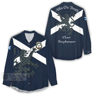 Stephenson (Stevenson) Tartan Lion Rampant Women's Casual Shirt Proudly Display Your Heritage with Alba Gu Brath and Clan Name - Tartan Vibes Clothing