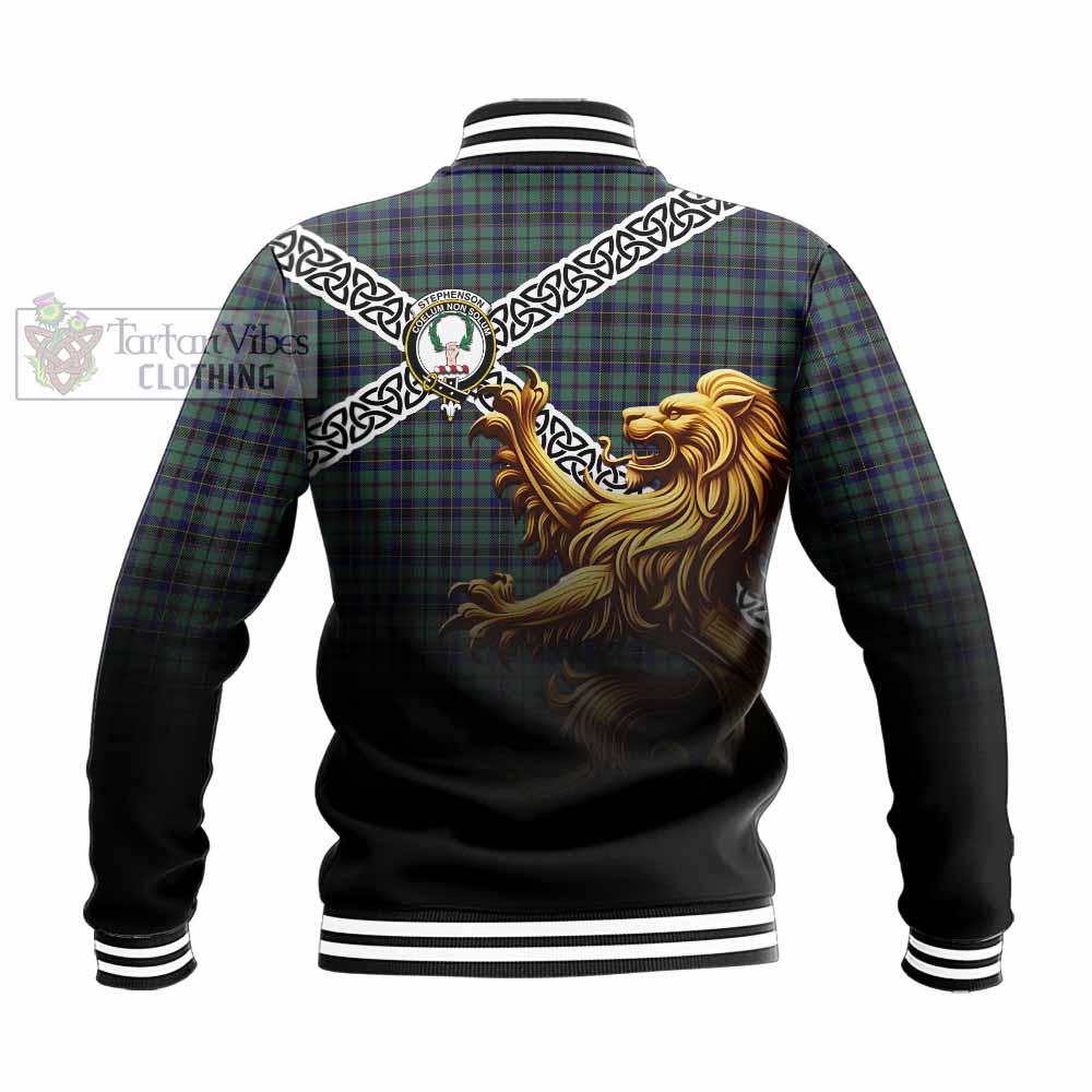 Stephenson (Stevenson) Crest Tartan Baseball Jacket with Golden Lion Emblem Celtic Style - Tartan Vibes Clothing