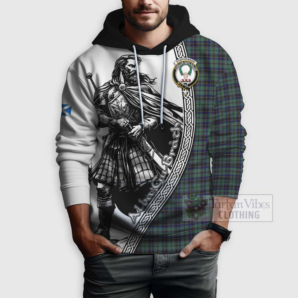 Stephenson (Stevenson) Tartan Clan Crest Hoodie with Highlander Warrior Celtic Style - Tartan Vibes Clothing