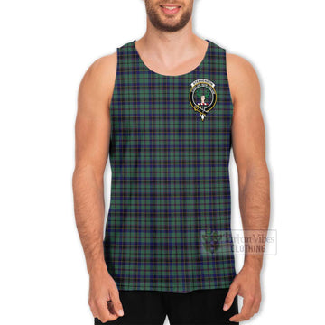 Stephenson (Stevenson) Tartan Men's Tank Top with Family Crest and Bearded Skull Holding Bottles of Whiskey - Tartan Vibes Clothing